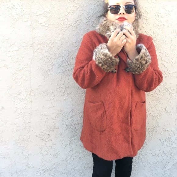 Vintage Saffron & Leopard Print Faux Fur Coat - Picture 3 of 4